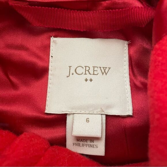 J. Crew Vail Chateau Parka Stadium Cloth Wool Faux Fur Trim Red Sz 6 ($375) - Picture 4 of 10